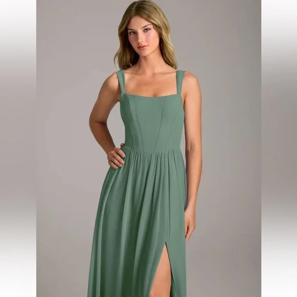 NWT Azazie Rosaline Bridesmaid Dress in Eucalyptus - Picture 2 of 6